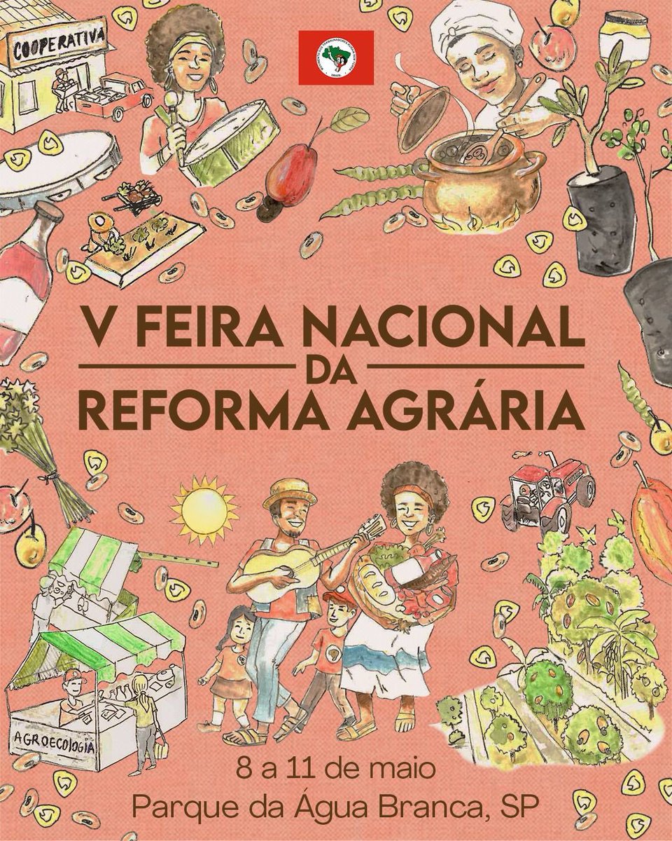🚩 VEM AÍ A V FEIRA NACIONAL DA REFORMA AGRÁRIA

👩🏾‍🌾 De 8 a 11 de maio, no Parque da Água Branca, em São Paulo, acontece a V Feira Nacional da Reforma Agrária.

📲 Siga @feiraMST e saiba mais!
instagram.com/feiramst/

#FeiraMST #FeiraNacionalDaReformaAgrária