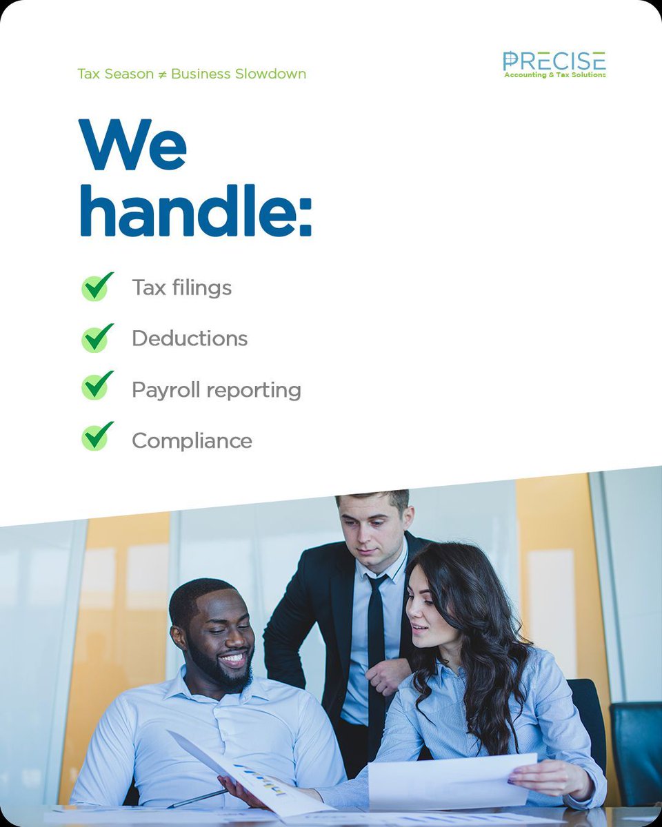 preciseacctax's tweet image. Busy running your biz?
Let us handle the tax stuff so you can focus on growth.
We work smart, fast, and with your best interest in mind.
📞 (301) 541-3145
#PreciseAccTax #FocusOnGrowth #TaxHelp