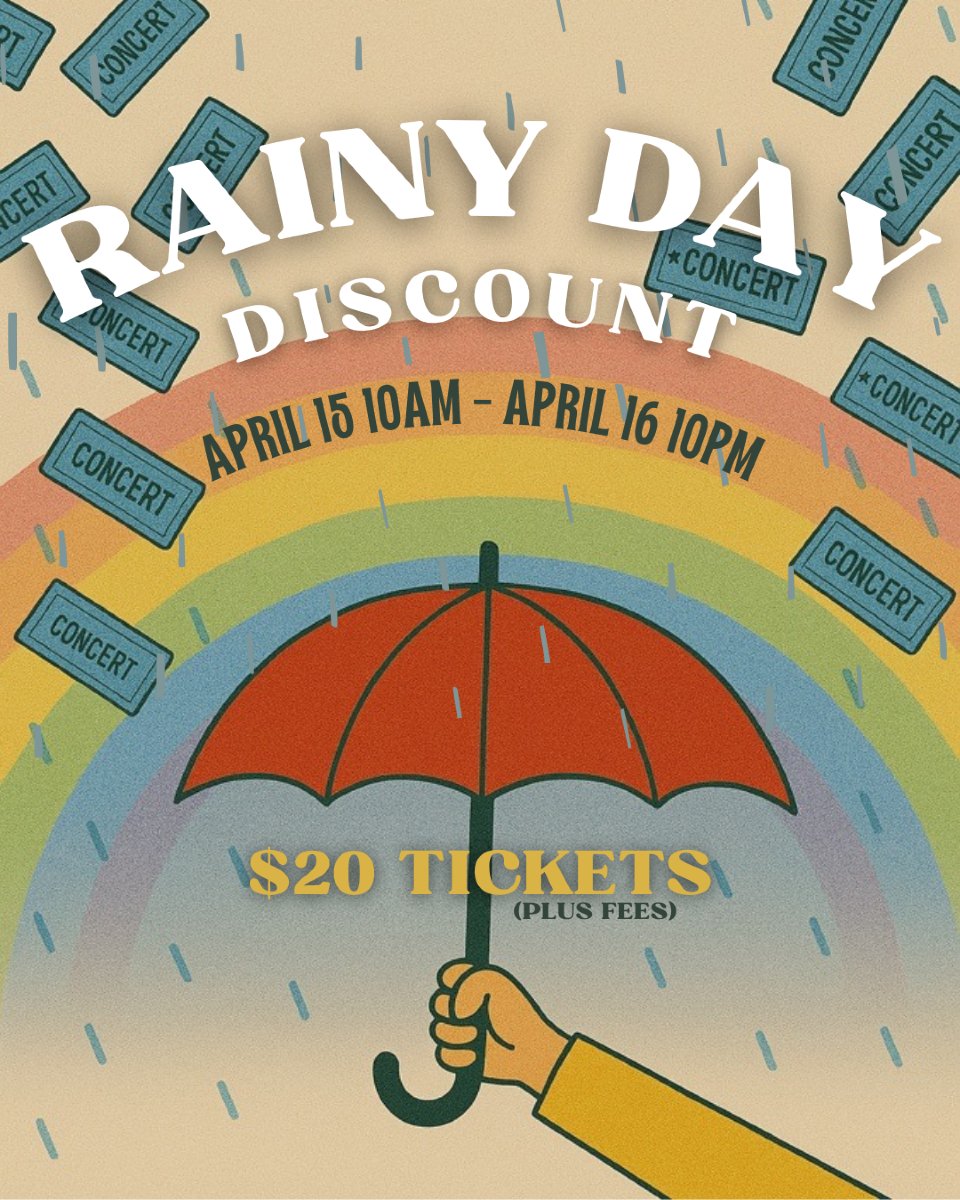Last chance! 🌧️ The $20 Rainy Day Discount is almost over — don’t miss your shot at live entertainment for less. Select shows are available at the link in @aegpresentssw bio!