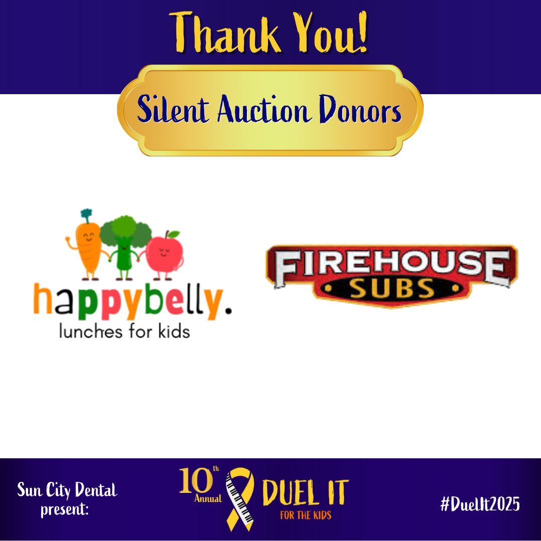 Our hearts (and stomachs) are full thanks to these Silent Auction donors! Firehouse Subs (specialty sauces gift basket), and Happy Belly (gift certificates). Thank you! #DuelIt2025