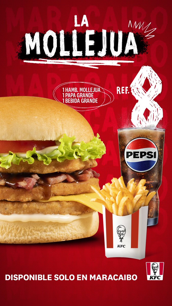 Para vos ❤️🍗

❗️Disponible SOLO en Maracaibo, en nuestra tienda del Sambil y por delivery 

#LaMollejua #KFC #Maracaibo