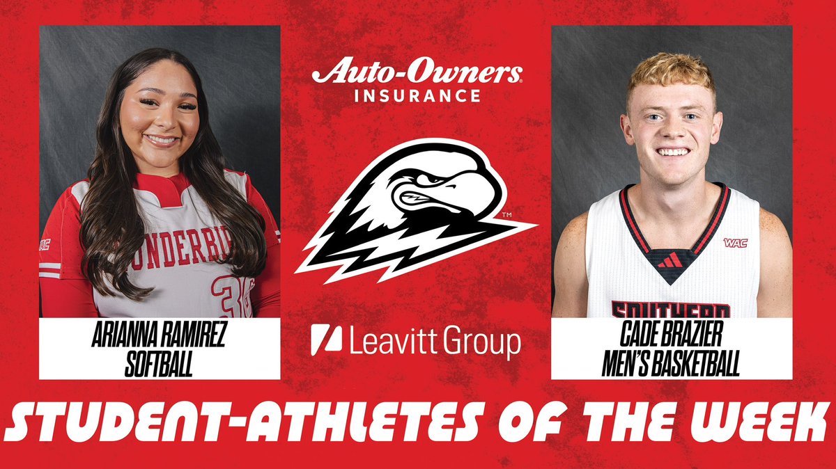 SUU Thunderbirds ⚡️ (@suuthunderbirds) on Twitter photo This week’s student-athletes of the week... 🥁
Arianna earned the <a href="/WACsports/">The Western Athletic Conference</a> Player of the Week award after hitting .700 over the weekend in our series WIN over Utah Tech 🔥
Cade was recognized with the Thor’s Hammer award at the 2025 BIRDYS 🏆
#TBirdNation ⚡️ #RaiseTheHammer This week’s student-athletes of the week... 🥁
Arianna earned the <a href="/WACsports/">The Western Athletic Conference</a> Player of the Week award after hitting .700 over the weekend in our series WIN over Utah Tech 🔥
Cade was recognized with the Thor’s Hammer award at the 2025 BIRDYS 🏆
#TBirdNation ⚡️ #RaiseTheHammer