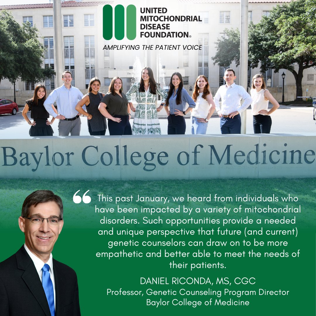 United Mitochondrial Disease Foundation (@umdf) on Twitter photo We're grateful for these opportunities to increase understanding of the #mitochondrialdisease patient journey amongst healthcare professionals. Here's what Daniel Riconda, MS, CGC, from <a href="/bcmhouston/">BCMHouston</a> had to say about a recent collaboration with <a href="/bcmgcprogram/">BCM Genetic Counseling Program</a>. We're grateful for these opportunities to increase understanding of the #mitochondrialdisease patient journey amongst healthcare professionals. Here's what Daniel Riconda, MS, CGC, from <a href="/bcmhouston/">BCMHouston</a> had to say about a recent collaboration with <a href="/bcmgcprogram/">BCM Genetic Counseling Program</a>.