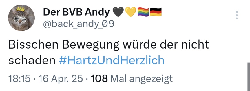 Sagt der Richtige 🫠
#HartzUndHerzlich