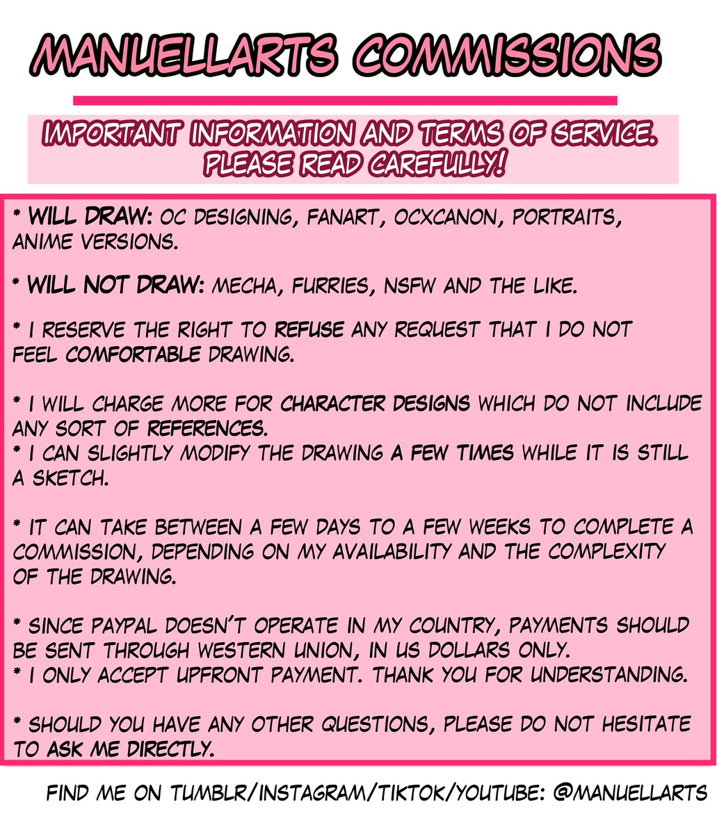 ManuellArts's tweet image. โ โ ๐บ COMMISSIONS INFO ๐บ
โ โ โ โฏโฏโฏโฏโฏโฏโฏโฏโฏโฏโฏ
Retweets are appreciated !
DM if interested.
Don't hesitate to ask me questions if you have any ! ๐ฉท
#artistsontwitter #commissionsopen
#commissions