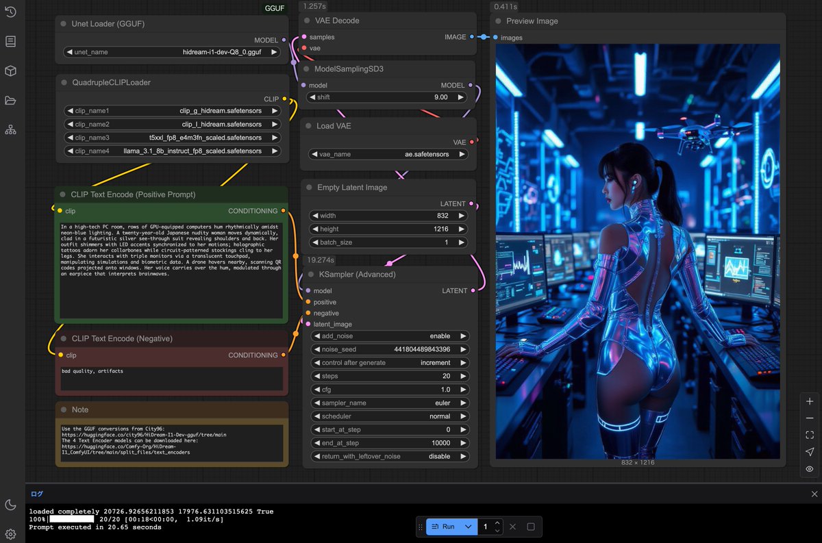 PhotogenicWeekE's tweet image. #HiDream-I1-Dev、#ComfyUI が対応して、#GGUF も出たのでやっとまともな絵が♪各modelのリンクはコメントへ。とは言え、#RTX4090 / Q8_0で20秒ほどかかる…。
#AI美女 #AIグラビア