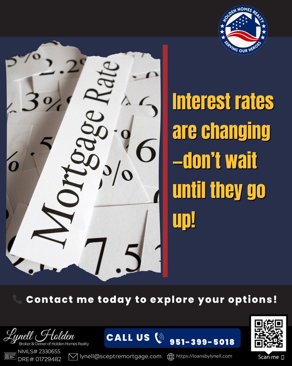 LynellHolden's tweet photo. 📷 Interest rates are changing—don’t wait until they go up!
#MortgageTips #LockInYourRate #LynellHolden #LoansByLynell #InterestRates2025 #HomeLoanHelp #MortgageExpert #RealEstateFinance #HomeBuyingTips #SecureYourFuture #FirstTimeBuyer #SmartBuyingMoves #BudgetSmart https://t.co/7CMG0OZCWS