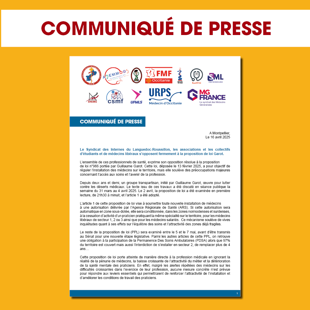On se mobilise contre la PPL Garot ! Une manifestation est prévue le mardi 29 avril 2025 – soyons nombreux au rendez-vous !
Le communiqué de presse à lire et à partager massivement : urlr.me/cA8Gr6 
<a href="/ISNItwit/">ISNI - InterSyndicale Nationale des Internes</a> #PPLGAROT #manifestation #Montpellier