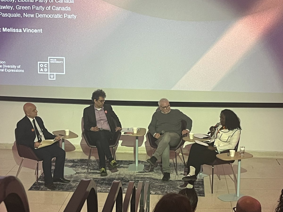 Hearing the perspectives on arts and culture in Toronto from the Liberal, NDP and Green parties.  Thank you <a href="/CDEC_CDCE/">CDEC-CDCE</a> and <a href="/OCAD/">OCAD University</a> for providing the platform