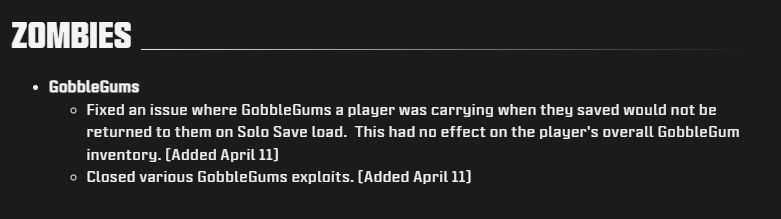 OFFICIAL: New patch notes for an update that released 5 days ago.