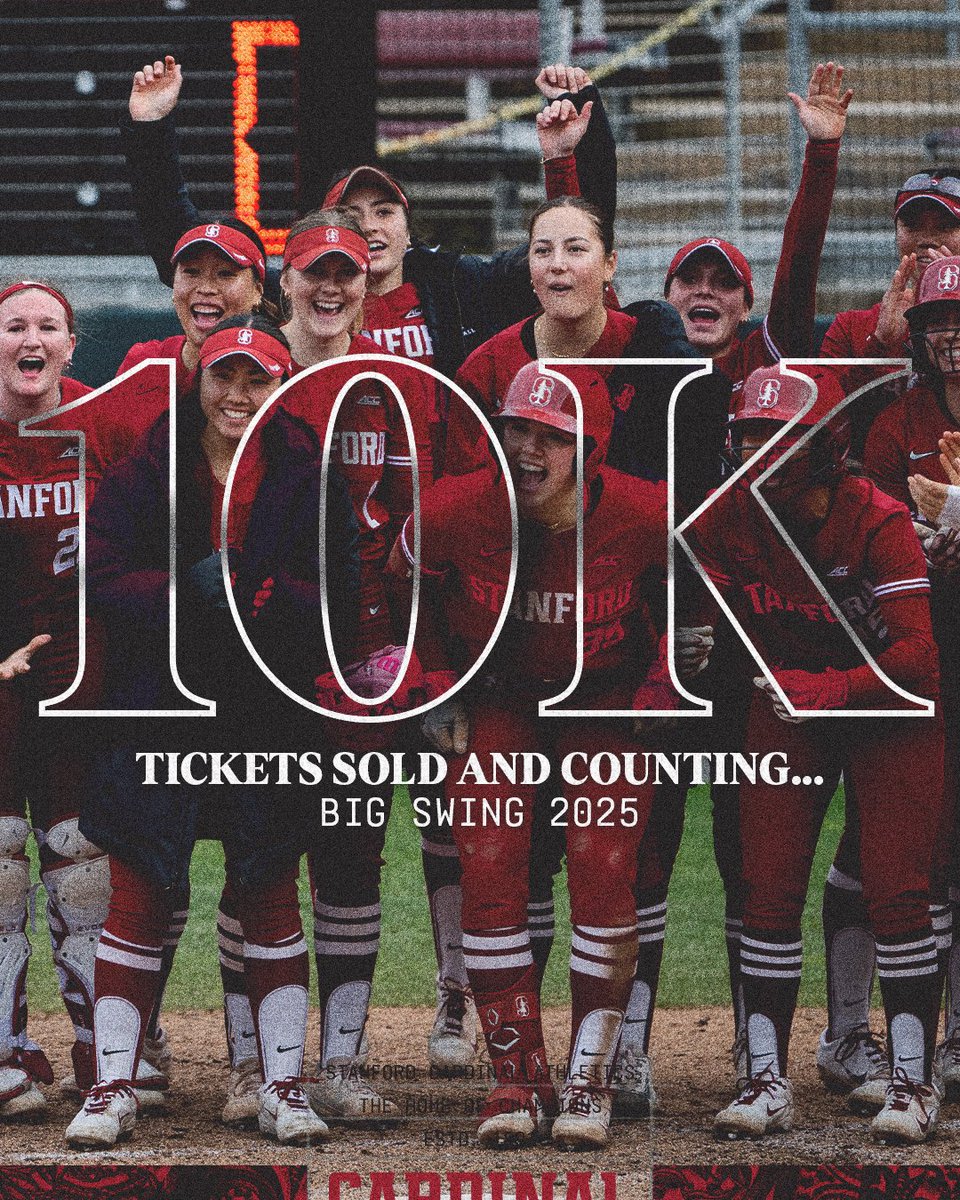 10,000 and counting 📈⬆️

Don't miss out on being a part of NCAA history, this Saturday at Stanford Stadium!

🎟️ gostanford.com/bigswing

#GoStanford