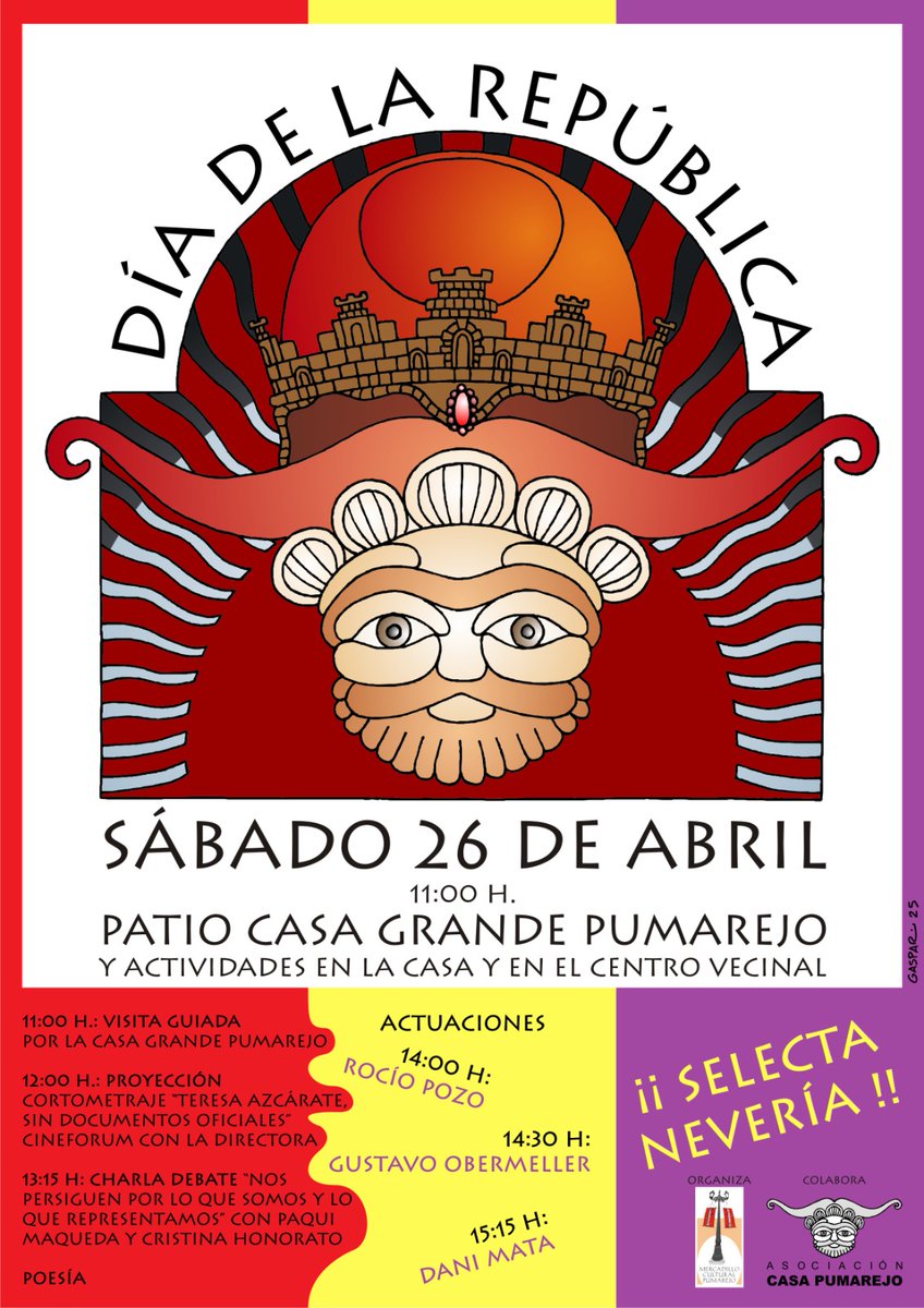 Viva la República! Cortometraje, charla, música, no te pierdas la celebración del Día de la República. 26 de abril a partir de las 11h.
<a href="/PumaRuge/">𝐂𝐚𝐬𝐚 𝐆𝐫𝐚𝐧𝐝𝐞 𝐝𝐞𝐥 𝐏𝐮𝐦𝐚𝐫𝐞𝐣𝐨</a> 
<a href="/PumaRuge/">𝐂𝐚𝐬𝐚 𝐆𝐫𝐚𝐧𝐝𝐞 𝐝𝐞𝐥 𝐏𝐮𝐦𝐚𝐫𝐞𝐣𝐨</a>
#pumarepublicano