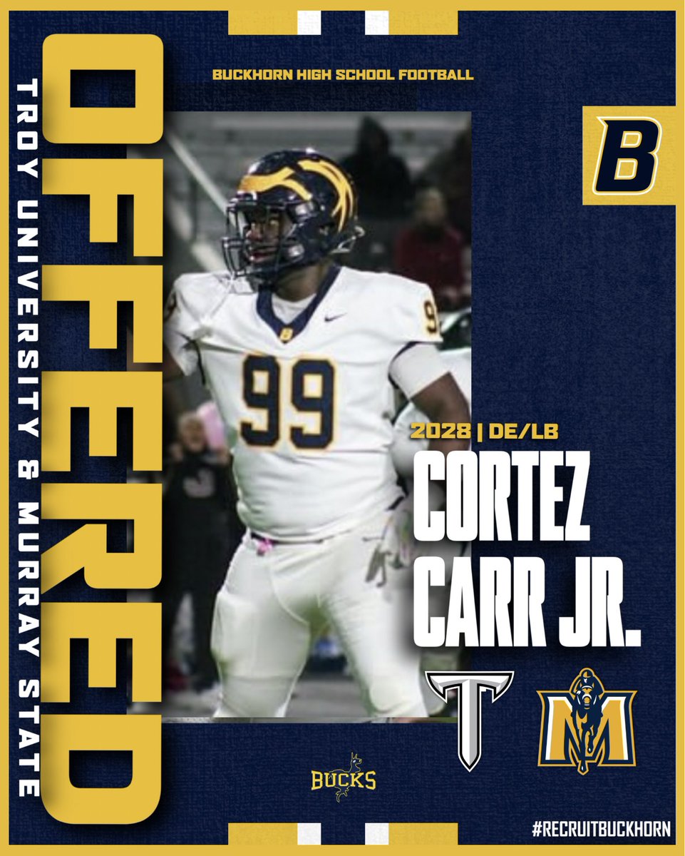 Congratulations to Cortez Carr Jr. on his recent offers from Murray State and Troy!

#beELITE | <a href="/RecruitBuckhorn/">Buckhorn Football Recruiting</a>