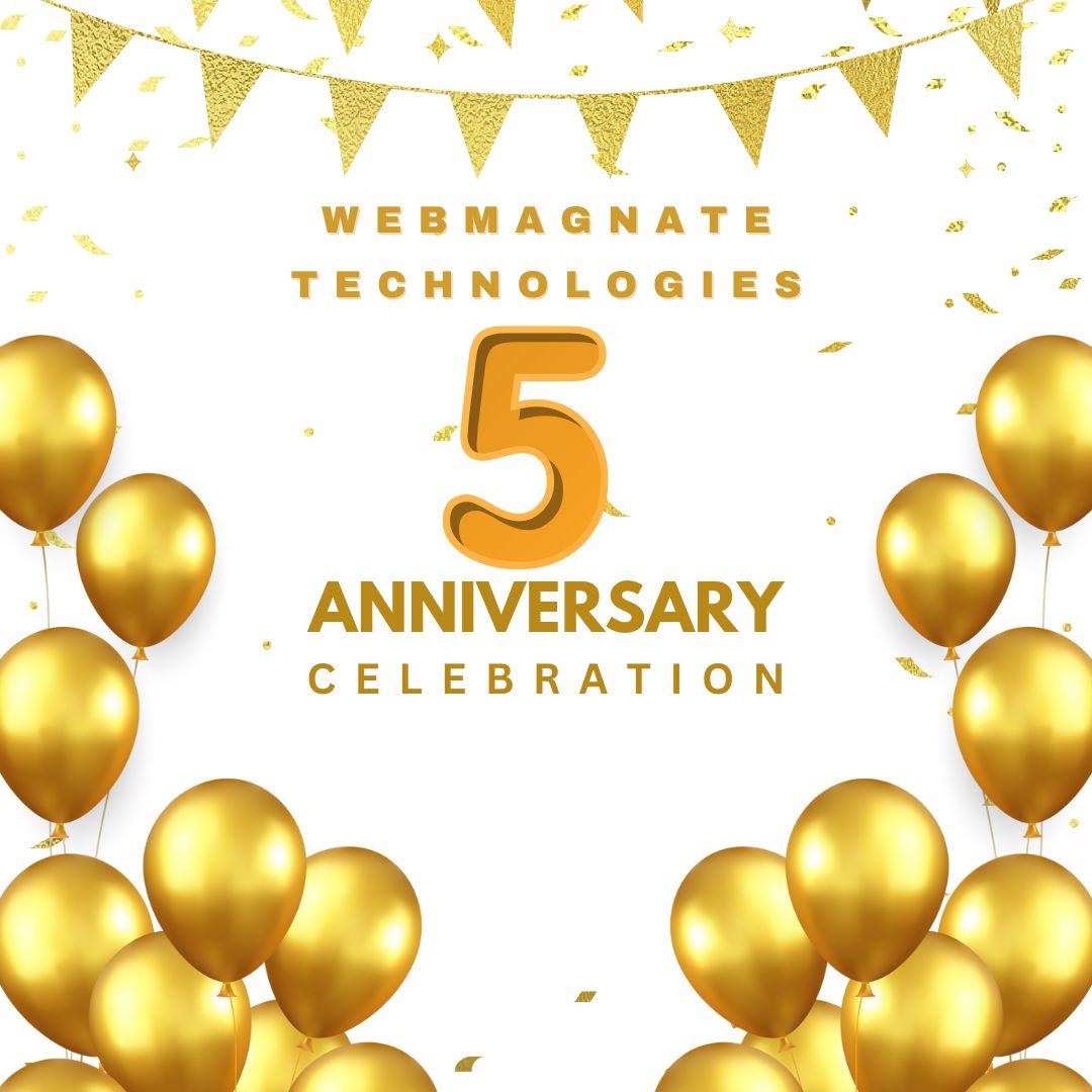 WebmagnateT's tweet photo. Happy 5th Anniversary to WebMagnate Technologies. Thank you for being a part of our story. #5YearAnniversary #BusinessMilestone #ThankYou#webmagnate #webmagnatetechnologies#digitalmarketingagency https://t.co/YK4BzQloXU