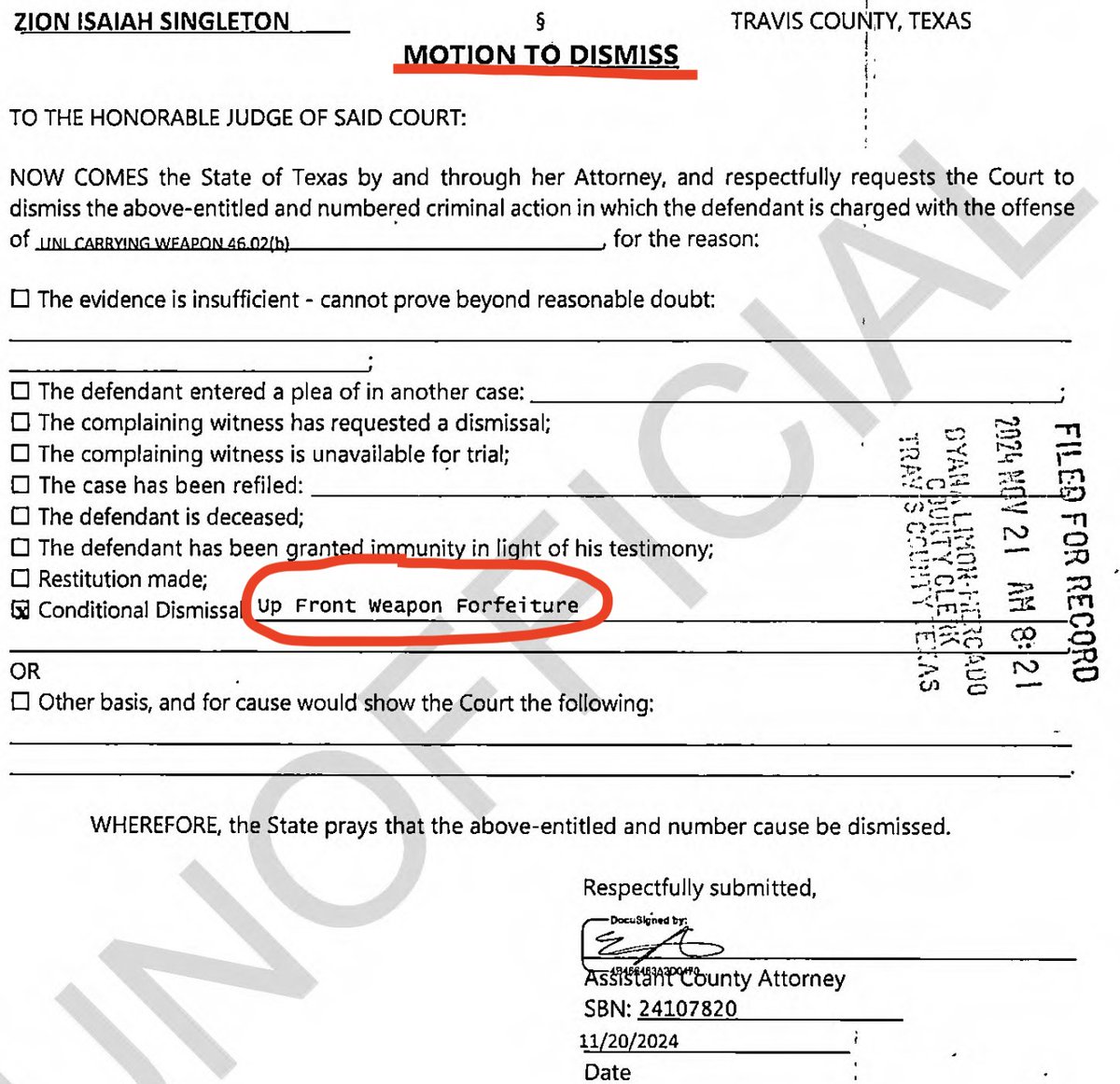 ‼️MURDER UPDATE: The murder on January 18th in downtown Austin was preventable. Just three months earlier, suspect was arrested at 600 Brazos for unlawful possession of firearm. Fully loaded glock with magazine of 30 shells. DISMISSED.

Dismissal conditions? Forfeiture and no