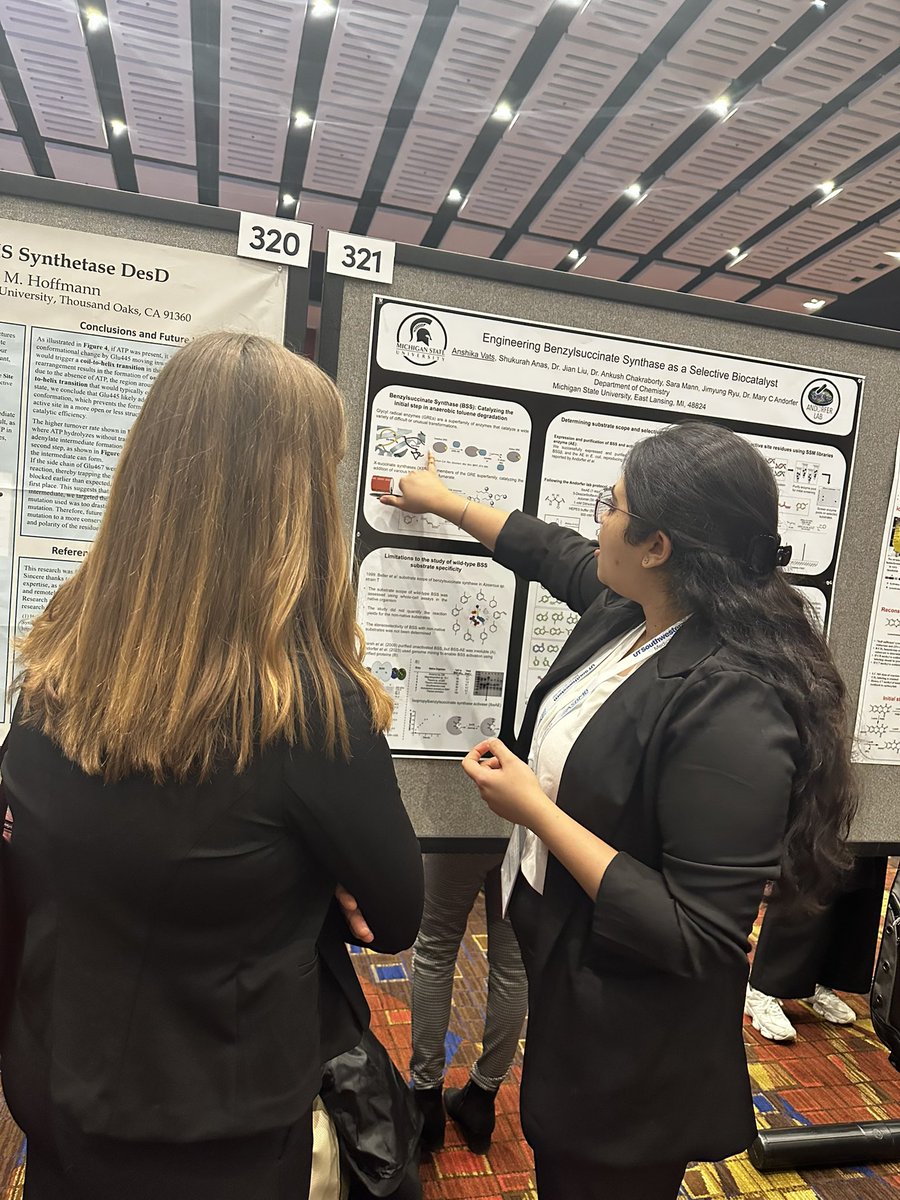 AndorferLab's tweet image. Our graduate students and post-docs showcased Andorfer lab’s research on various aspects of X-succinate synthases; including mechanistic studies, structural analysis, and protein engineering, at #ASBMB25, contributing to the growing biocatalysis and chemical biology community!