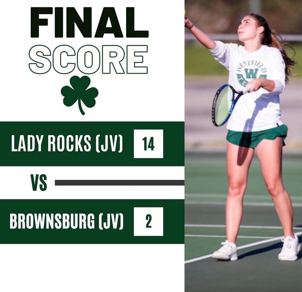Lady Rocks Varsity beat Brownsburg 5-0. JV wins 14-2.