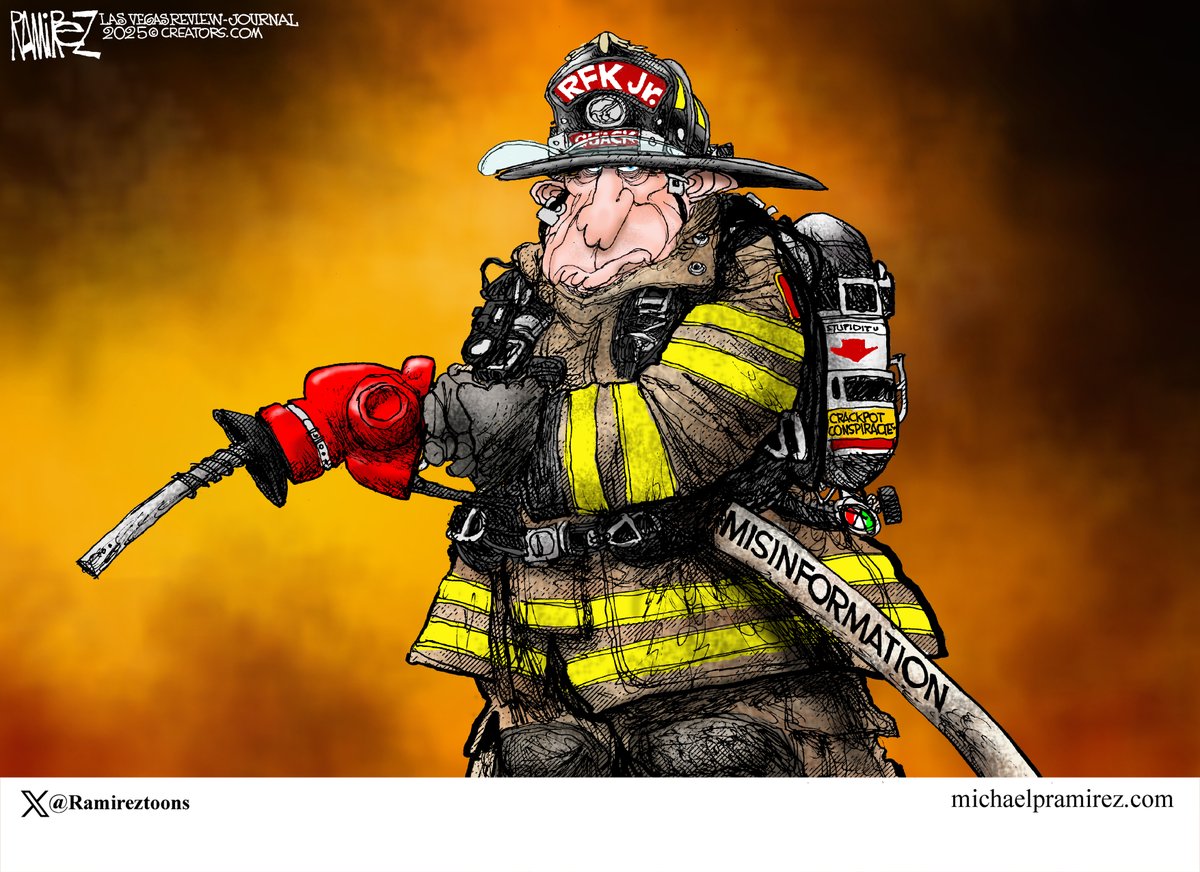 Michael Ramirez: Playing With Fire 4-16-25, by <a href="/Ramireztoons/">Michael Ramirez</a> open.substack.com/pub/michaelram… #rfkjr #vaccineswork
