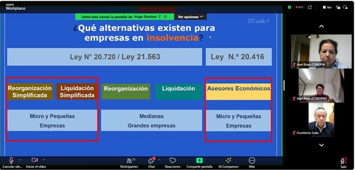 Dirigentes de <a href="/conupia/">CONUPIA</a>  participan en charla “Herramientas para que las personas y empresas enfrenten la insolvencia”, dictada por el titular de la <a href="/superir_gob/">Superir</a> , Hugo Sánchez, en el marco del convenio suscrito entre ambas organizaciones.