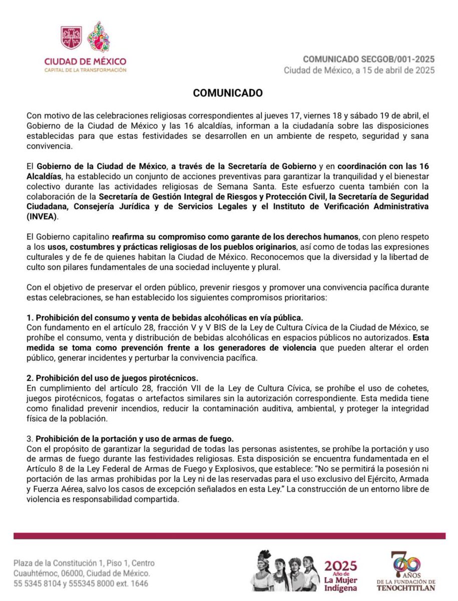 EnFocoNoticias1's tweet photo. #Destacado | La disposición por parte del gobierno para las 16 Alcaldías de la CDMX de "Ley Seca" los días 17, 18 y 19 de abril. https://t.co/8vf4xgHbDQ