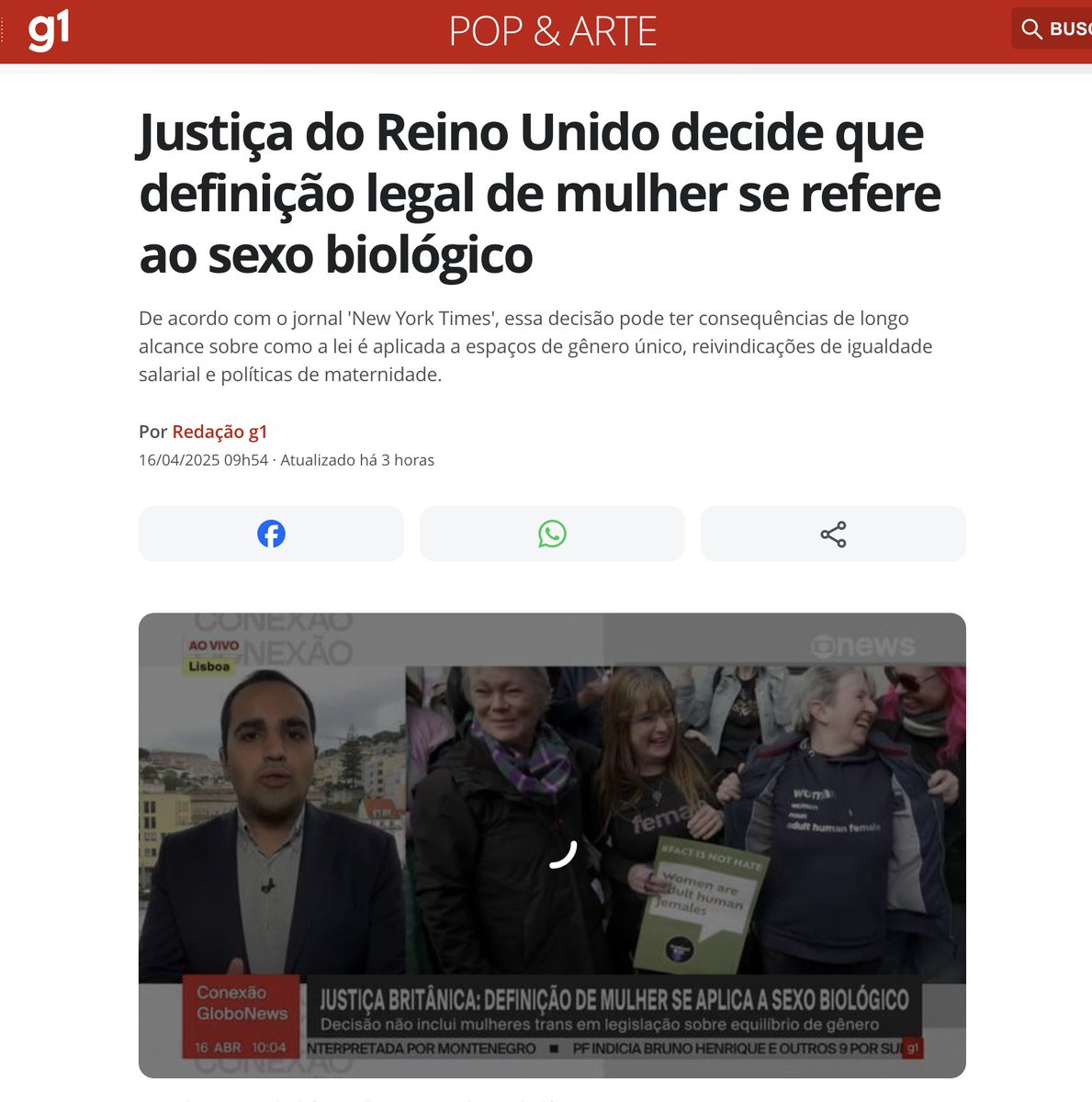 🟦 DECISÃO HISTÓRICA NO REINO UNIDO!

A Suprema Justiça britânica acaba de afirmar: a definição legal de "mulher" é baseada no sexo biológico.

O que isso significa? Em uma sociedade em que identidades de gênero ganham destaque, o tribunal reafirma um entendimento fundamental: