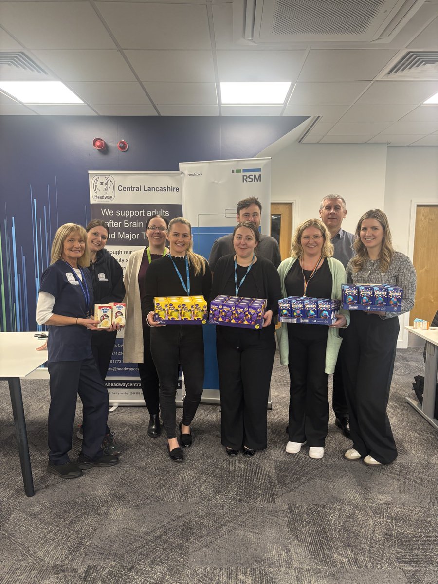 Headway Central Lancashire (@headwaycl) on Twitter photo Thanks to everyone at <a href="/RSMUSLLP/">RSM US LLP</a> UK (Preston) for donating Easter Eggs to our Neuro and Major Trauma patients at
<a href="/LancsHospitals/">Chorley & Royal Preston</a> 🐣 we are delivering them on the wards today and tomorrow 💙 Thanks to everyone at <a href="/RSMUSLLP/">RSM US LLP</a> UK (Preston) for donating Easter Eggs to our Neuro and Major Trauma patients at
<a href="/LancsHospitals/">Chorley & Royal Preston</a> 🐣 we are delivering them on the wards today and tomorrow 💙