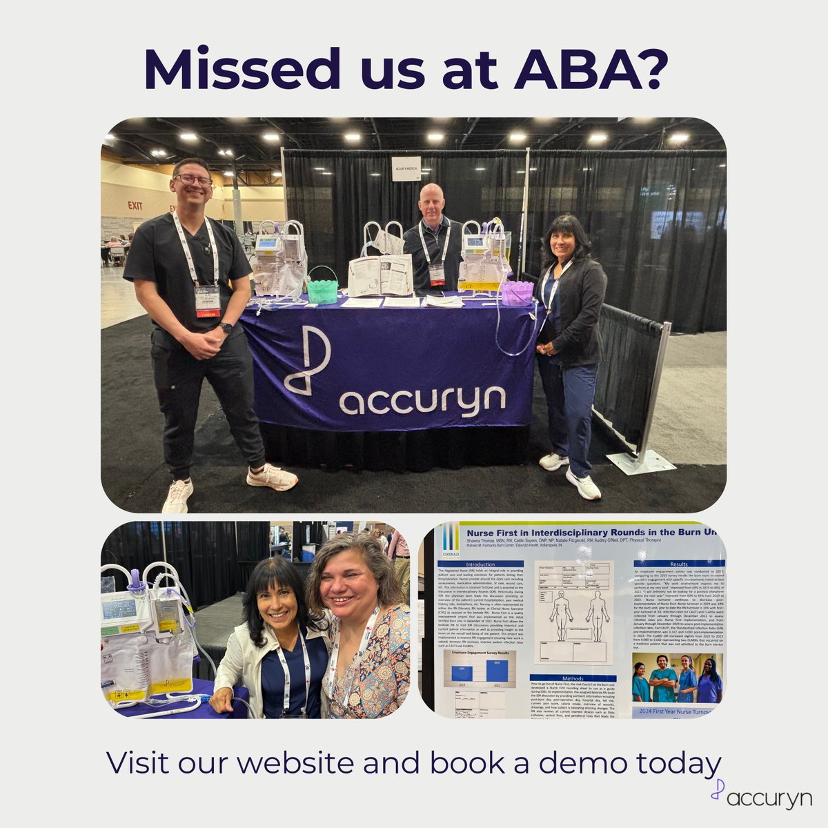 One of our highlights at #ABA2025? Hearing the Eskenazi team share how nurse-driven care leads to better outcomes.

It’s a mission we’re proud to support - smarter workflows, empowered teams.

Missed us? Book a demo today: accuryn.com/lp/accuryn-mon…

#protectthekidney #medtech #aki