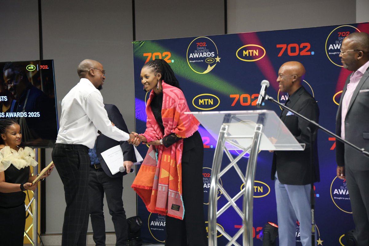 Radio702's tweet photo. We’re moments away from learning which Gauteng SME will walk away with the grand prize at the 2025 702 Small Business Awards finale, brought to you by @MTNSmallBusinessZA

Which business do you think will top the podium?

Learn more about the finalists here: https://t.co/6hqcuqy93i
#702MTNSmallBusinessAwards2025 #BusinessDoneBetter