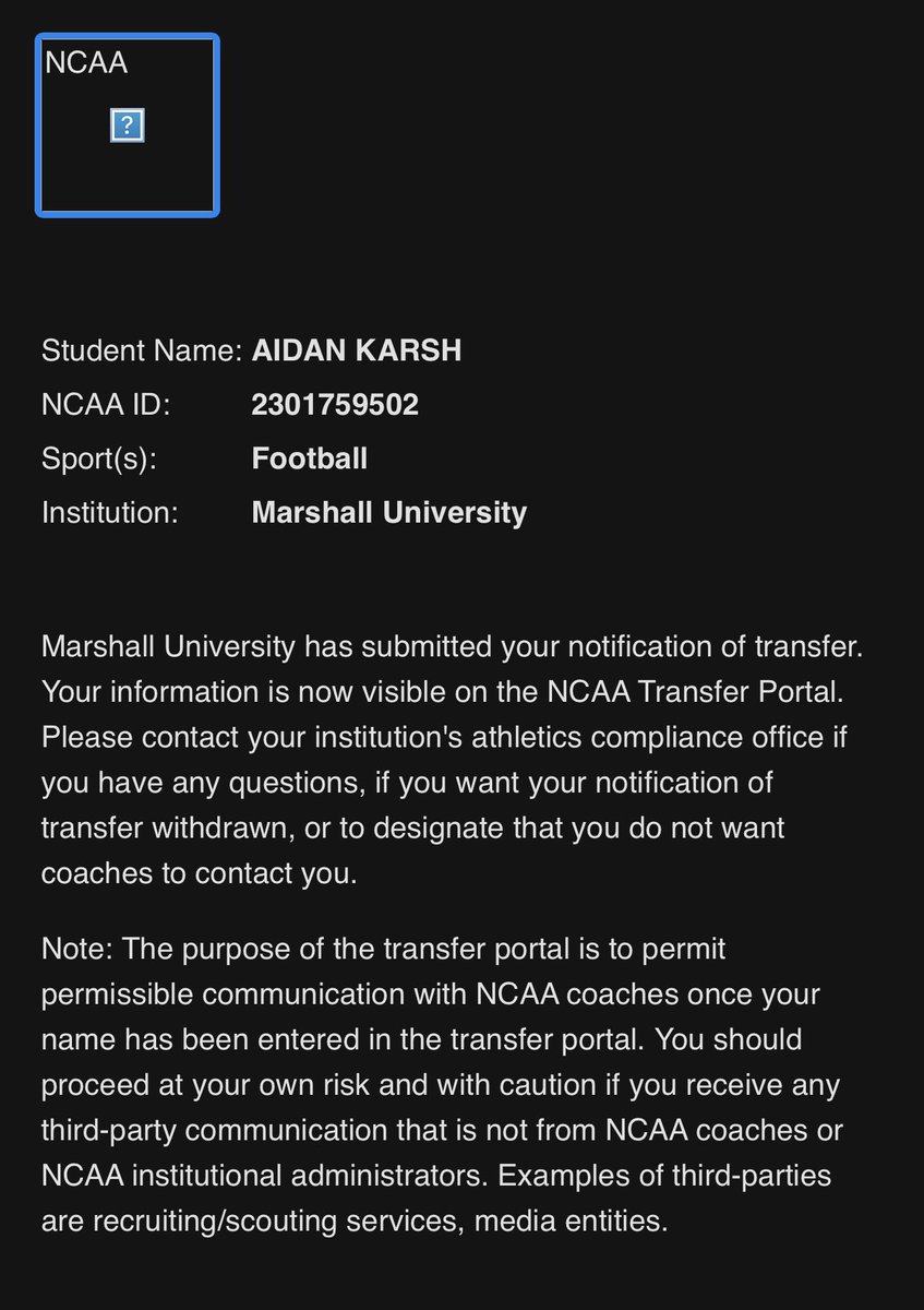 I want to thank Marshall University, my teammates, and all the coaches who helped me along the way. I thank God for all the blessings and I am excited to see what the future holds. With that being said, I am entering the transfer portal with 4 years of eligibility left.