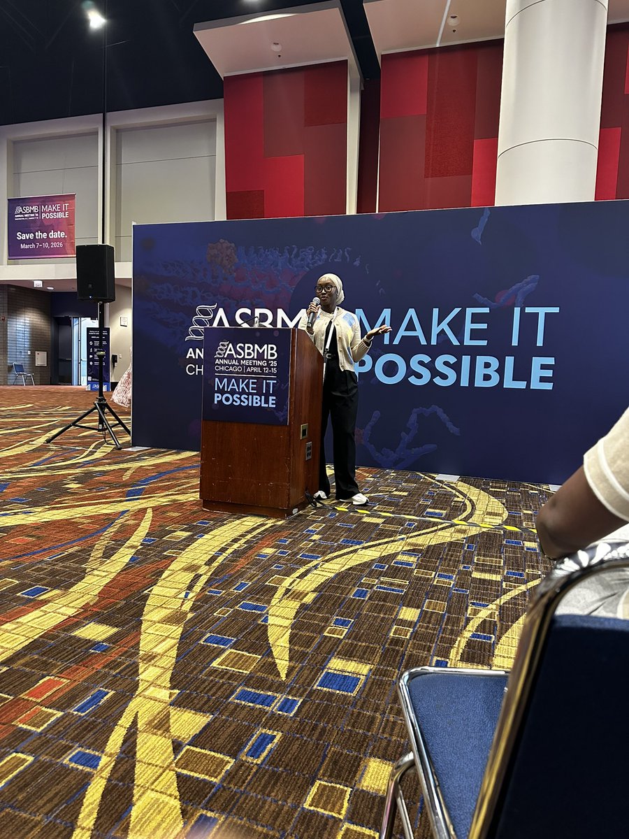 AndorferLab's tweet image. Our graduate student, Shukurah Anas, gave her first-ever conference talk at #ASBMB25—the first of many to come—earning second place in the Science in a Flash competition and bringing home a win for the lab. We're so proud of our rising star!