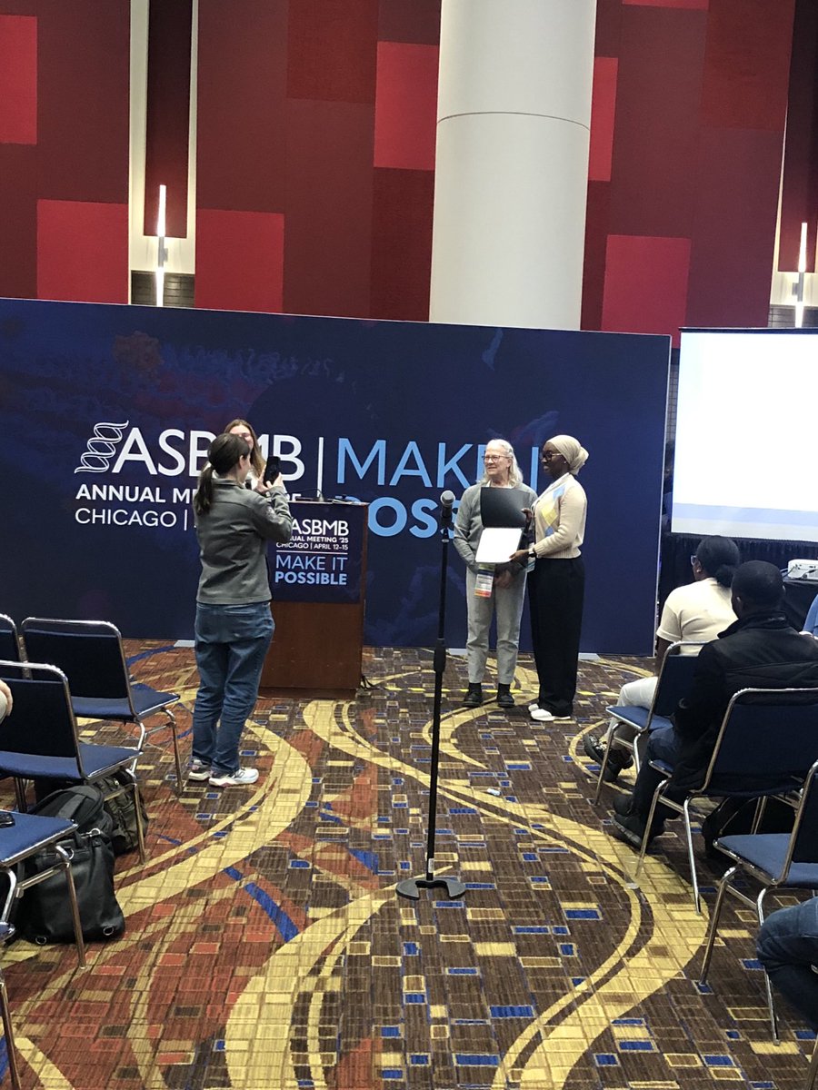 AndorferLab's tweet image. Our graduate student, Shukurah Anas, gave her first-ever conference talk at #ASBMB25—the first of many to come—earning second place in the Science in a Flash competition and bringing home a win for the lab. We're so proud of our rising star!