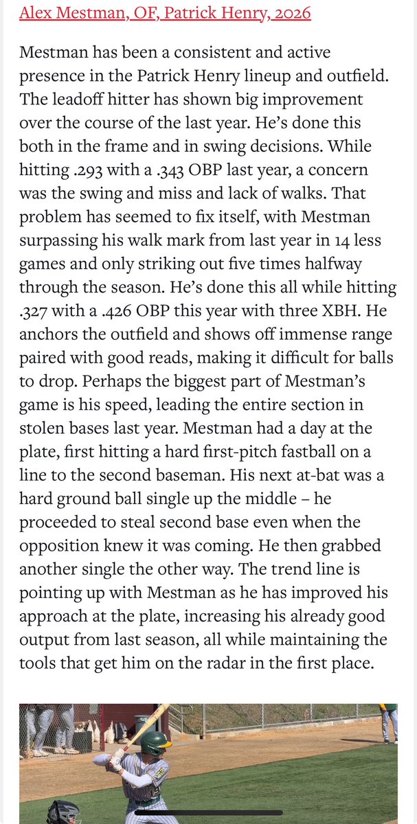 Alex Mestman (@alexmestman) on Twitter photo Thanks for the write up @PBRMonk. I’m working to get better every day!
@Phpatriotsbsbl
<a href="/PrepBaseballCA/">PREP BASEBALL CALIFORNIA</a>
<a href="/UnionBsbSystems/">UnionBaseballSystems</a>
<a href="/PB_Uncommitted/">Prep Baseball Uncommitted</a> Thanks for the write up @PBRMonk. I’m working to get better every day!
@Phpatriotsbsbl
<a href="/PrepBaseballCA/">PREP BASEBALL CALIFORNIA</a>
<a href="/UnionBsbSystems/">UnionBaseballSystems</a>
<a href="/PB_Uncommitted/">Prep Baseball Uncommitted</a>
