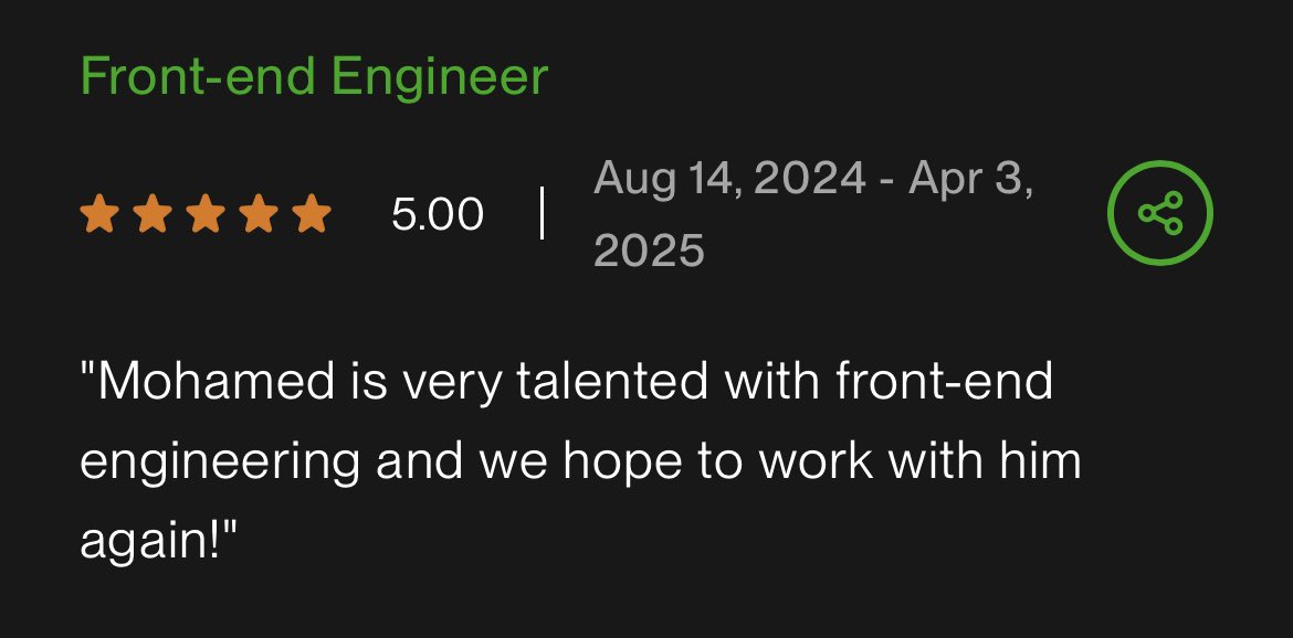 med_aimane's tweet photo. Another 🤩 5-star review in the bag!
Feels like a real boost to smash the rest of the year 🚀

Project: app aka a game to learn more about salads/menus 🥗…

Tech Stack: @typescript @nextjs @reactjs @strapijs @cursor_ai @github 

@Upwork updates! 🎊 https://t.co/Kw5QhQyy3f