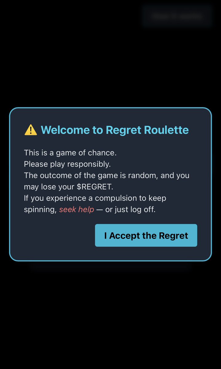 ‼️Beta testingfase is live!‼️
Some of you are lucky enough to be selected.. Or cursed, depends on how you look at it. 

Enjoy spinning our newly Regret Roulette
Can’t wait to see everyone’s opinions.