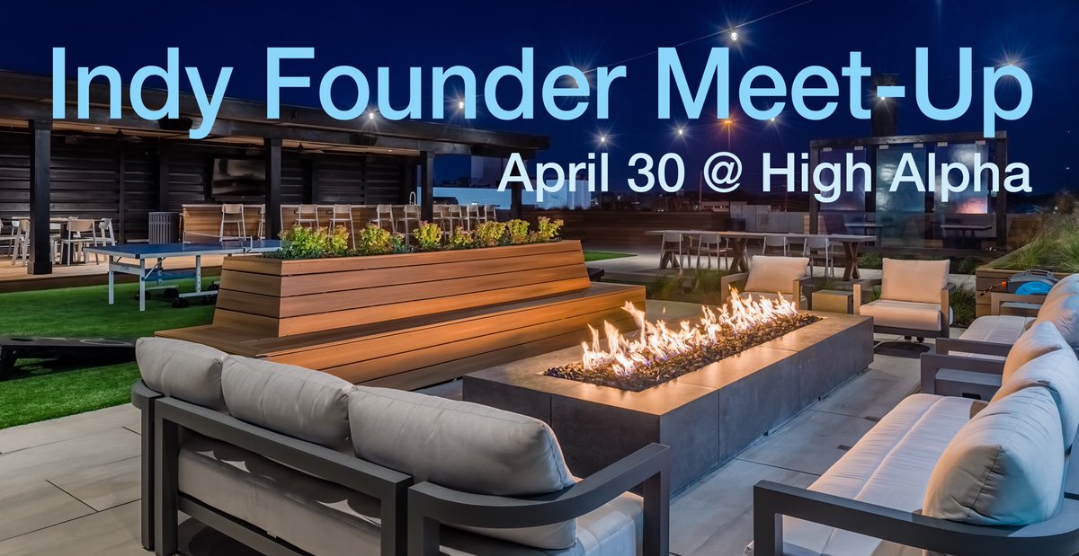 kristianindy's tweet image. We (@HighAlpha) are hosting a founder meetup on our Sky Deck on April 30th. If you're an Indy-based startup founder, co-founder, or CEO, join us for a casual event to connect with peers and celebrate the spring weather.
Details and registration here: lu.ma/40q2e9tl
