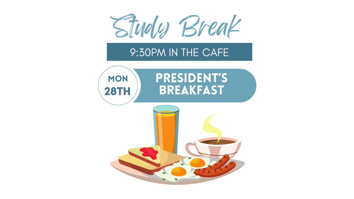 WU_SAB's tweet photo. Take a well deserved break from studying and head over to the Cafe tonight at 9:30PM for President's Breakfast. https://t.co/O2XuQ8mgjk