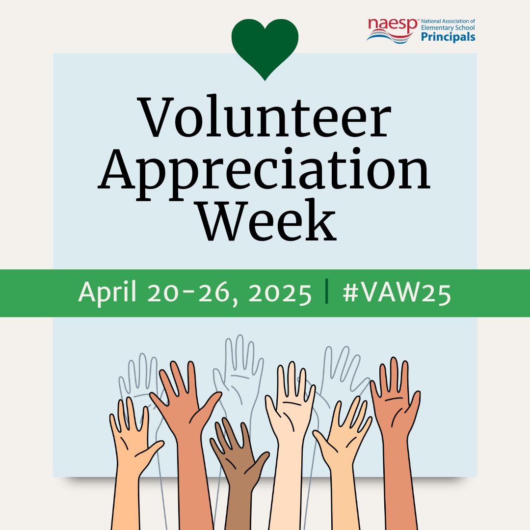 National Assoc. of Elementary School Principals (@naesp) on Twitter photo We're celebrating #VolunteerAppreciationWeek! ๐ A big THANK YOU to all our dedicated volunteers at <a href="/NAESP/">National Assoc. of Elementary School Principals</a>.
Your hard work and commitment keep us strong! Learn how to get involved: naesp.org/news/naesp-celโฆ #VAW25 #WeAreNAESP We're celebrating #VolunteerAppreciationWeek! ๐ A big THANK YOU to all our dedicated volunteers at <a href="/NAESP/">National Assoc. of Elementary School Principals</a>.
Your hard work and commitment keep us strong! Learn how to get involved: naesp.org/news/naesp-celโฆ #VAW25 #WeAreNAESP