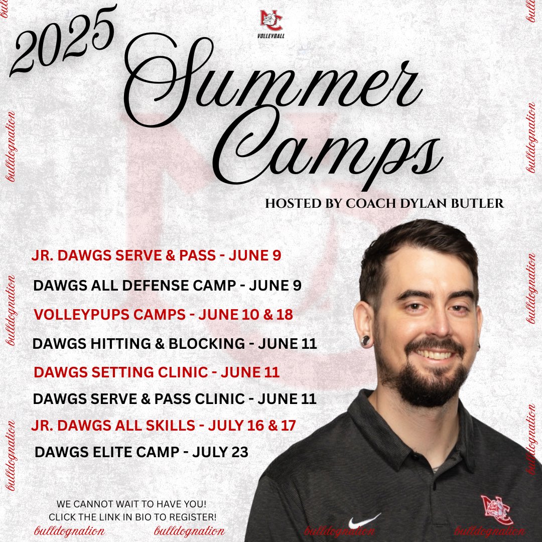 Mark your calendars, our 2025 Volleyball summer camp schedule is here‼️ 

For more information + registration:
bit.ly/ncvolleyballca…