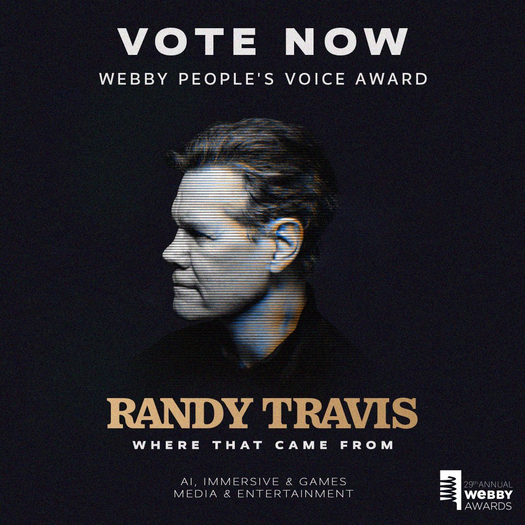 Randy Travis (@randytravis) on Twitter photo 'Where That Came From' has been nominated for two Webby Awards, one of which is fan-voted! There's only one day left to vote. Submit your vote before the end of April 17! <a href="/TheWebbyAwards/">The Webby Awards</a> -- RandyTravis.lnk.to/webbyawards 'Where That Came From' has been nominated for two Webby Awards, one of which is fan-voted! There's only one day left to vote. Submit your vote before the end of April 17! <a href="/TheWebbyAwards/">The Webby Awards</a> -- RandyTravis.lnk.to/webbyawards
