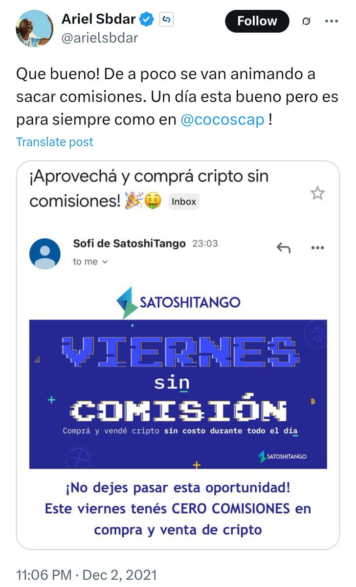 Marcelo Raucher (@m_raucher) on Twitter photo <a href="/arielsbdar/">Ariel Sbdar</a> Vos prometiste que la plataforma de trading básica para el retail iba a ser SIEMPRE SIN COMISIONES porque, justamente iban a generar ingresos con todas las cosas que ahora mencionas como mejoras (Asesoramiento, Trading pro, FCIs, MEP, etc).
Faltaste a tu palabra. <a href="/arielsbdar/">Ariel Sbdar</a> Vos prometiste que la plataforma de trading básica para el retail iba a ser SIEMPRE SIN COMISIONES porque, justamente iban a generar ingresos con todas las cosas que ahora mencionas como mejoras (Asesoramiento, Trading pro, FCIs, MEP, etc).
Faltaste a tu palabra.