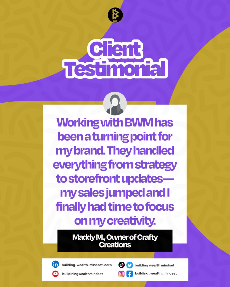 bwm_commerce's tweet photo. Big results come from smart support.
Maddy M. grew her online brand with BWM’s expert e-commerce management on Amazon and Etsy.
📈 If you’re ready to scale, we’re ready to help
#BWMImpact #EcommerceExperts #GrowthPartners #CraftySuccess #StoreManagementPro #LevelUpYourBrand https://t.co/yYebpNPbai