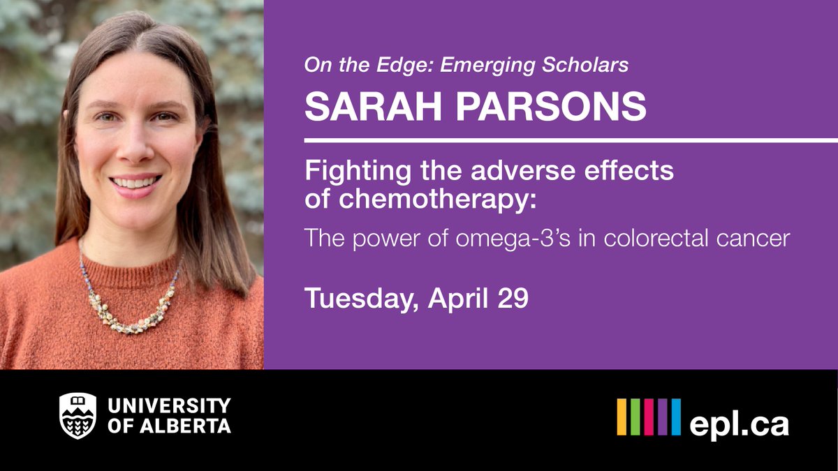epldotca (@epldotca) on Twitter photo How can omega-3 fatty acids protect patients with advanced colorectal cancer?
Find out on Tuesday, April 29, at the On the Edge event with Registered dietitian and PhD candidate at <a href="/UAlberta/">University of Alberta</a>, Sarah Parsons. Register for the online event: bit.ly/4i6D8Kp
#EPLDotCA #YEG How can omega-3 fatty acids protect patients with advanced colorectal cancer?
Find out on Tuesday, April 29, at the On the Edge event with Registered dietitian and PhD candidate at <a href="/UAlberta/">University of Alberta</a>, Sarah Parsons. Register for the online event: bit.ly/4i6D8Kp
#EPLDotCA #YEG