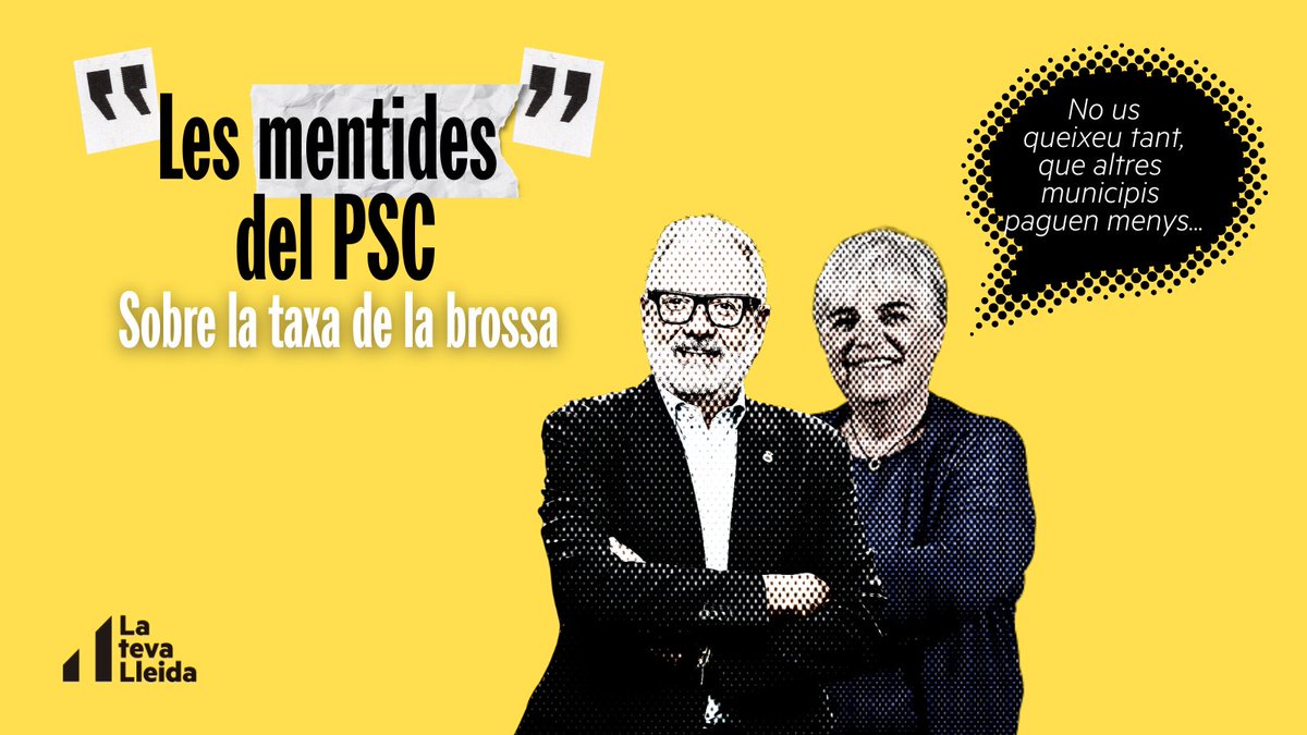 ERC a la Paeria #LaTevaLleida (@ercpaeria) on Twitter photo ✨ Avui us portem un 🧵 perquè tingueu tema de conversa aquesta Setmana Santa 😎
‼️ Destapem totes les mentides del PSC sobre la taxa de la brossa ‼️
🥁 👇🏽 ✨ Avui us portem un 🧵 perquè tingueu tema de conversa aquesta Setmana Santa 😎
‼️ Destapem totes les mentides del PSC sobre la taxa de la brossa ‼️
🥁 👇🏽