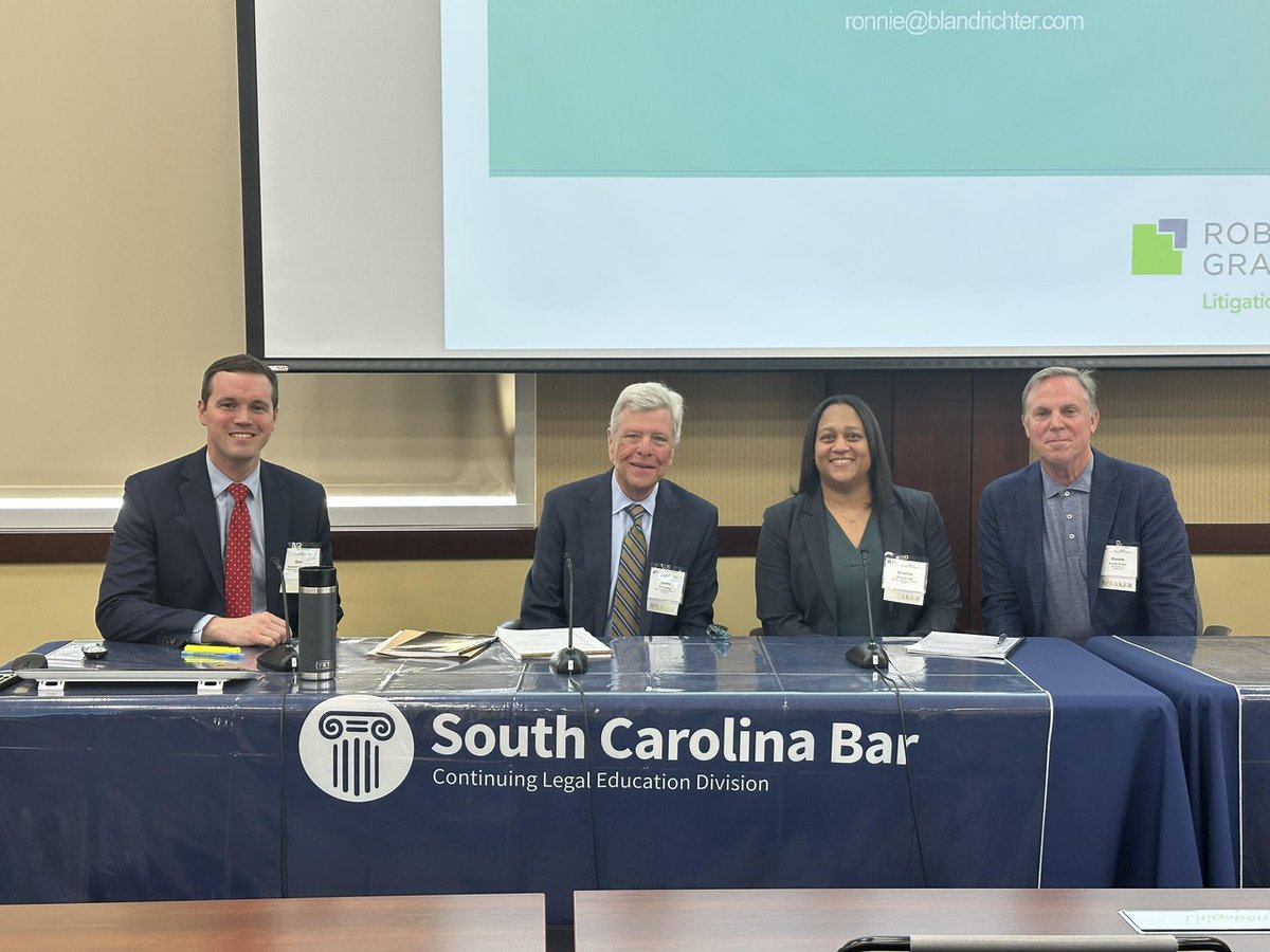 Bland Richter Founder/Partner, <a href="/RonnieRichterBR/">Ronnie Richter</a>, recently spoke as a panelist at the <a href="/SCBAR/">South Carolina Bar</a>'s CLE on Trends in Legal Malpractice.

We’re grateful for the opportunity to contribute to the dialogue on how our profession continues to evolve.

#SCBar #LegalEthics