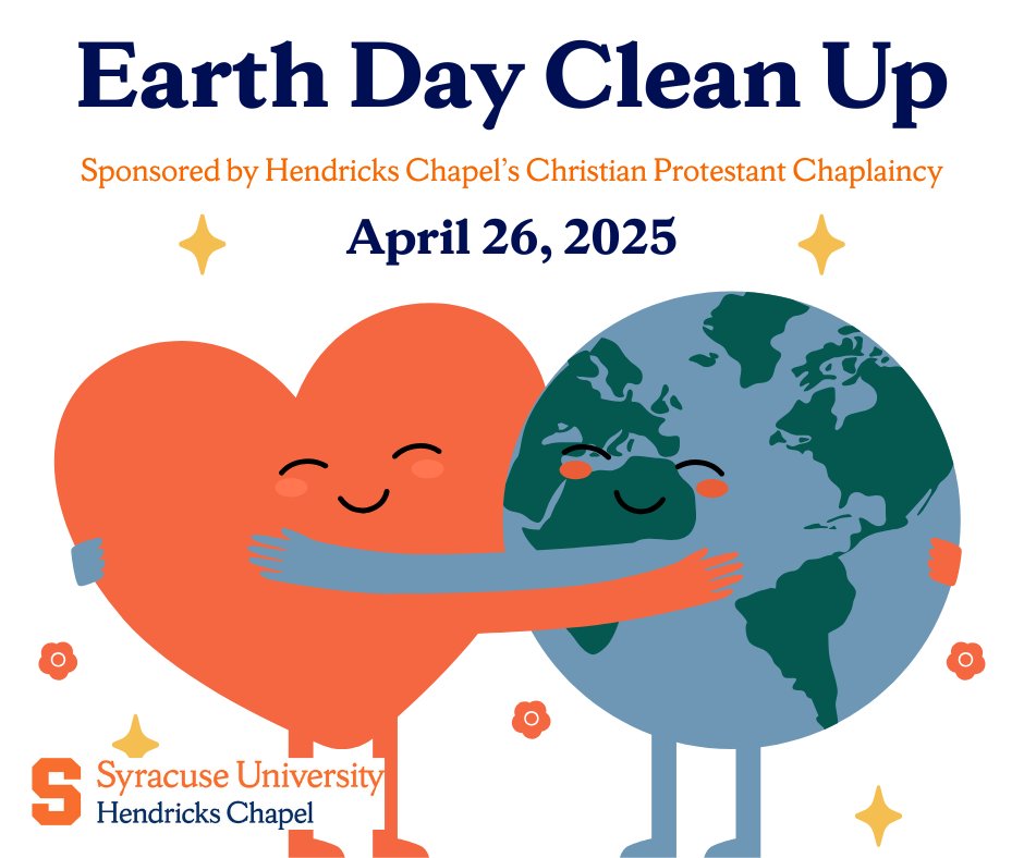 🧡 🌍 Earth Day Clean Up! In honor of Earth Day, the Christian Protestant Chaplaincy is hosting an Earth Day clean-up on the Southside of Syracuse. Food and transportation will be provided to the first 30 students who register. Register ➡️ bit.ly/43XAcfA