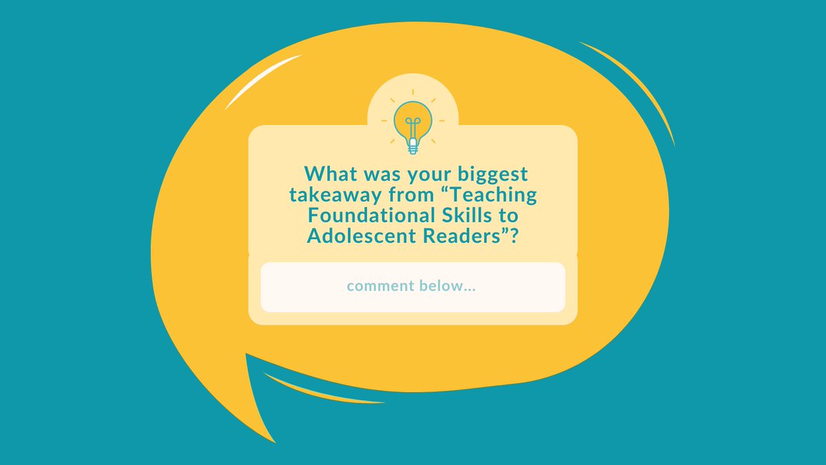 🙌 Thank you to everyone who joined our webinar, Teaching Foundational Skills to Adolescent Readers!

What did you take away from the session? What was most impactful for you? Share your thoughts!

#EdChat #Literacy
