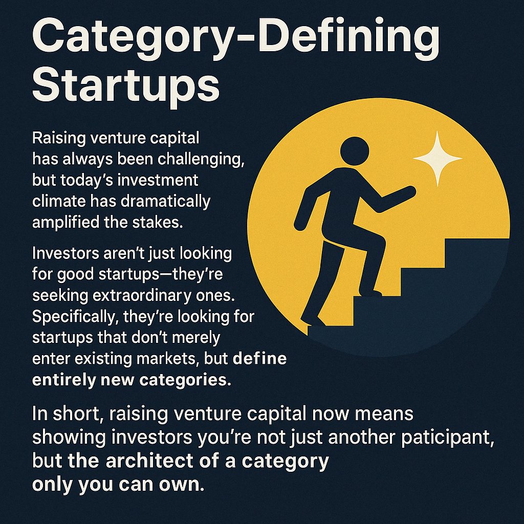 Raising venture capital without being category defining will be an enormous challenge for startups.
#startups #venturecaptial