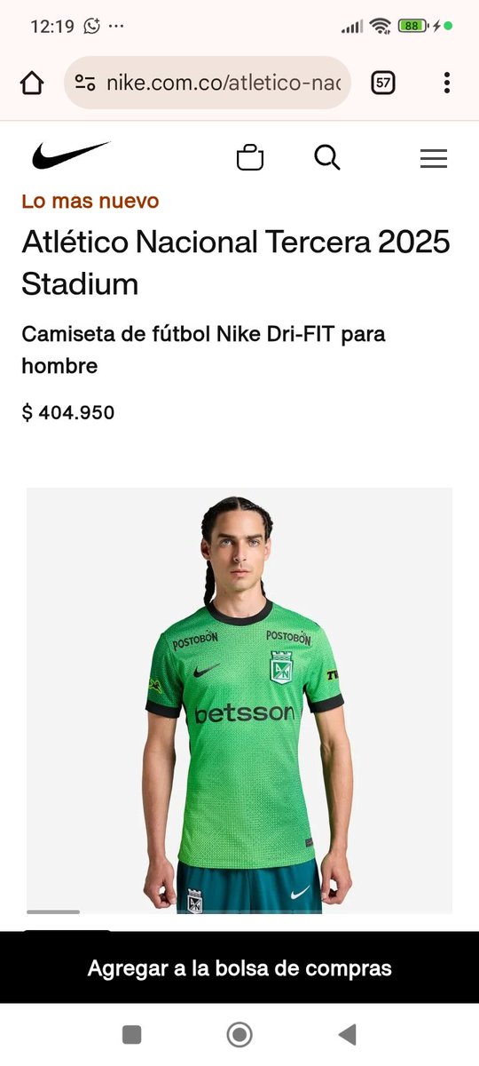 La Nueva camiseta de Atlético Nacional la pueden adquirir en la tienda virtual de Nike : nike.com.co por un valor de $404.950.

Hoy Atlético Nacional la usará para el partido ante Boyacá Chicó.

#vamosmiverde #bitácoraverdolaga