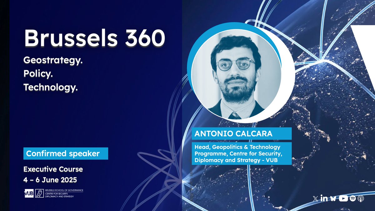 ‼️Brussels 360 Speakers‼️

Join us and Antonio Calcara (CSDS) on the #Brussels360 course to discuss and learn about geopolitics and technology.

🐦 Apply by 23 April 2025 for early-bird fees!

Apply today🔸 csds.vub.be/executive-cour…
