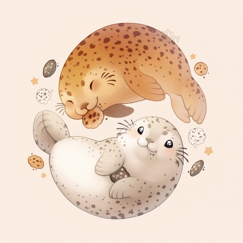 floofyfluff's tweet image. Cookies &apos;n cream seals 🍪🦭